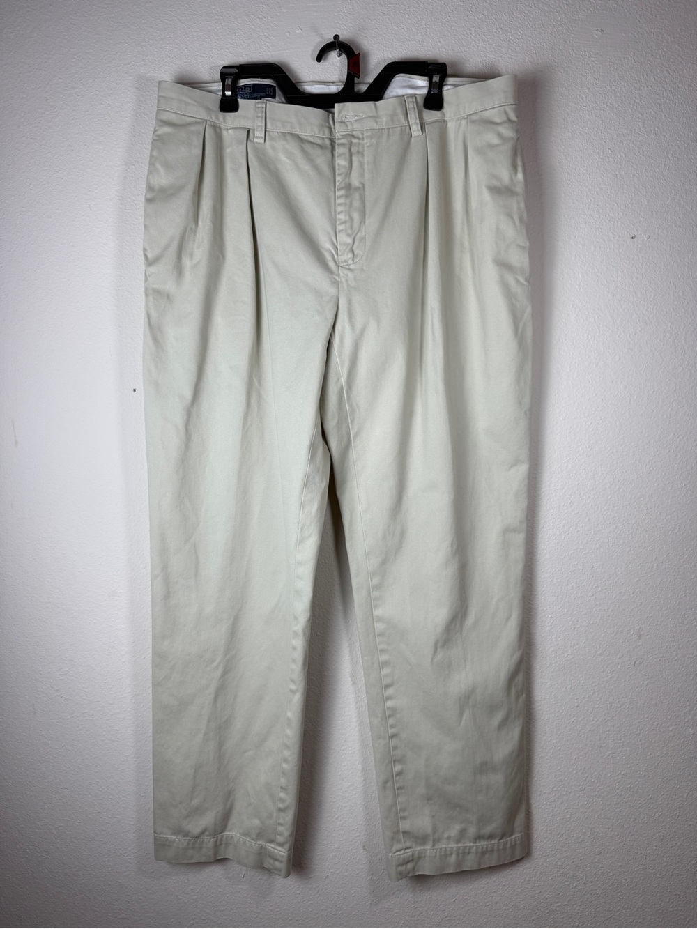 Polo Ralph Lauren Pleated Chino Pants Mens 38x32 Beige 100% Cotton Twill Classic